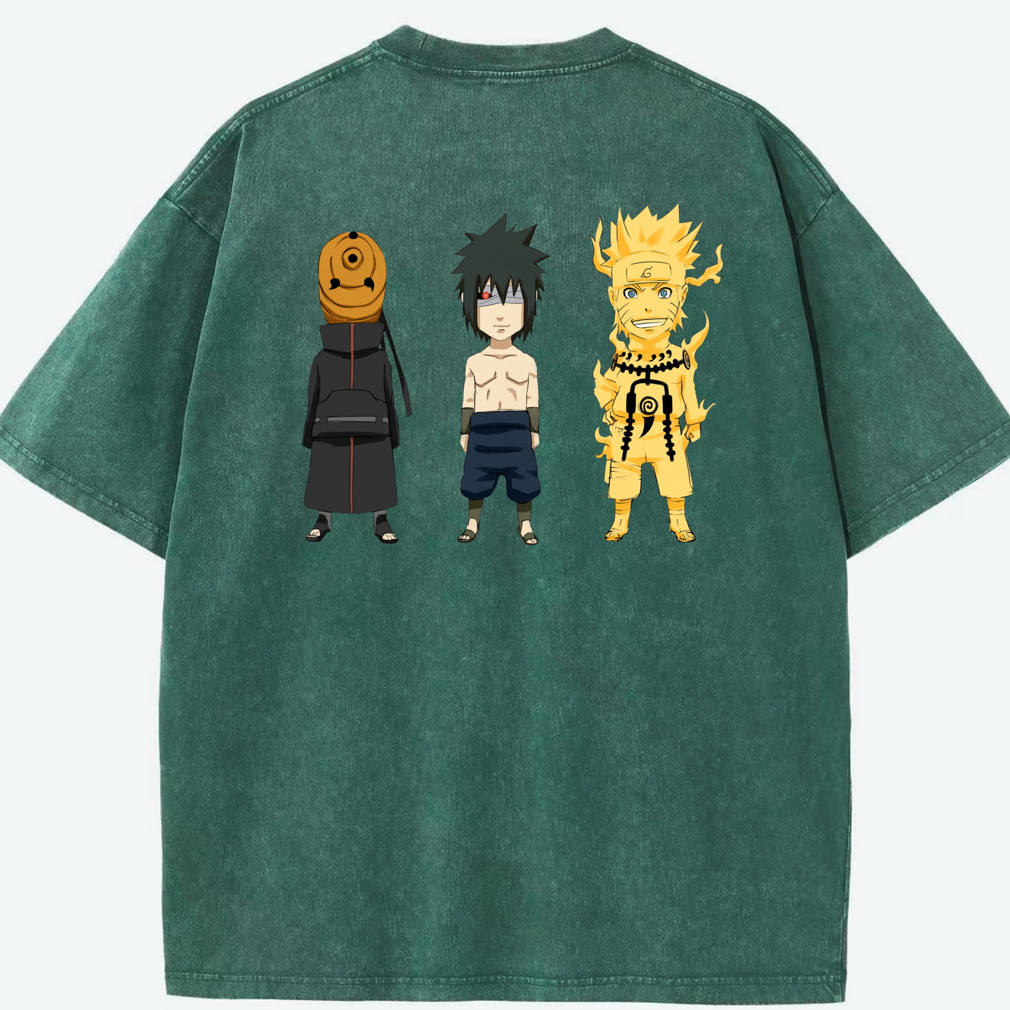 （画像用） NARUTO -ナルト- うちは サスケ Uchiha Sasuke 綿100% ヴィンテージ風 半袖Tシャツ（背面プリント）